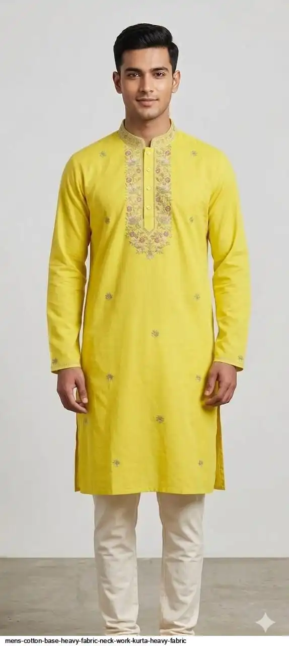 MENS COTTON BASE HEAVY FABRIC NECK WORK KURTA HEAVY FABRIC 5