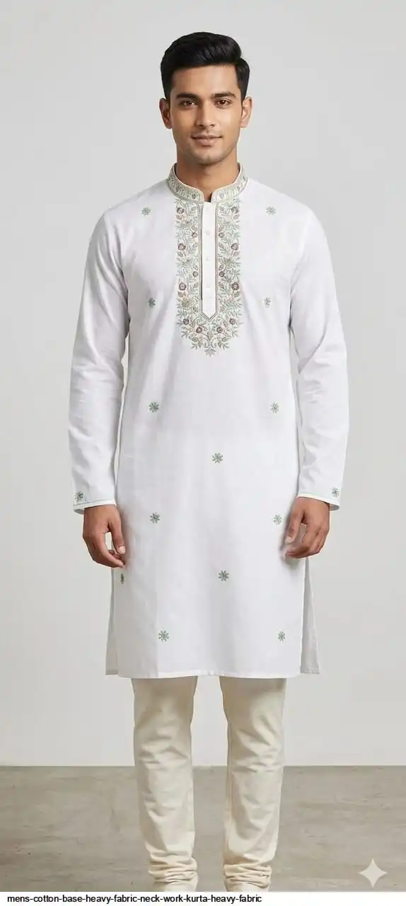 MENS COTTON BASE HEAVY FABRIC NECK WORK KURTA HEAVY FABRIC 6
