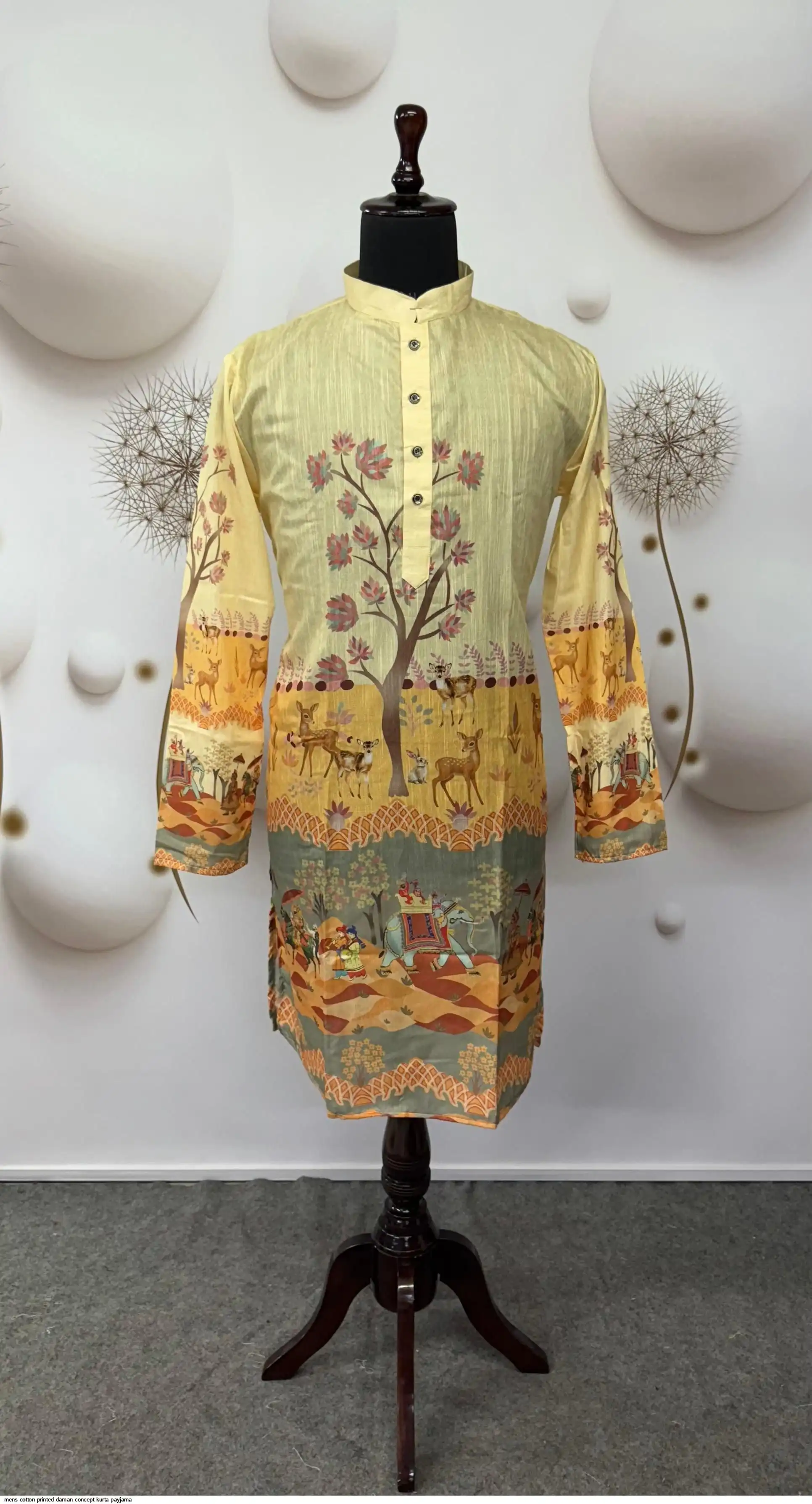 MENS COTTON PRINTED DAMAN CONCEPT KURTA PAYJAMA 3