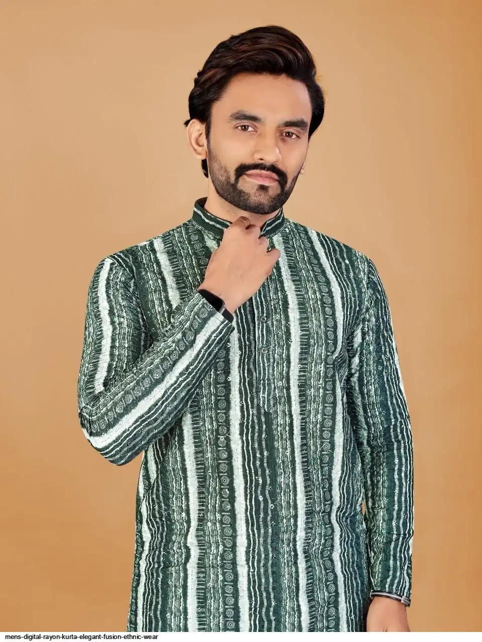 MENS DIGITAL RAYON KURTA ELEGANT FUSION ETHNIC WEAR B