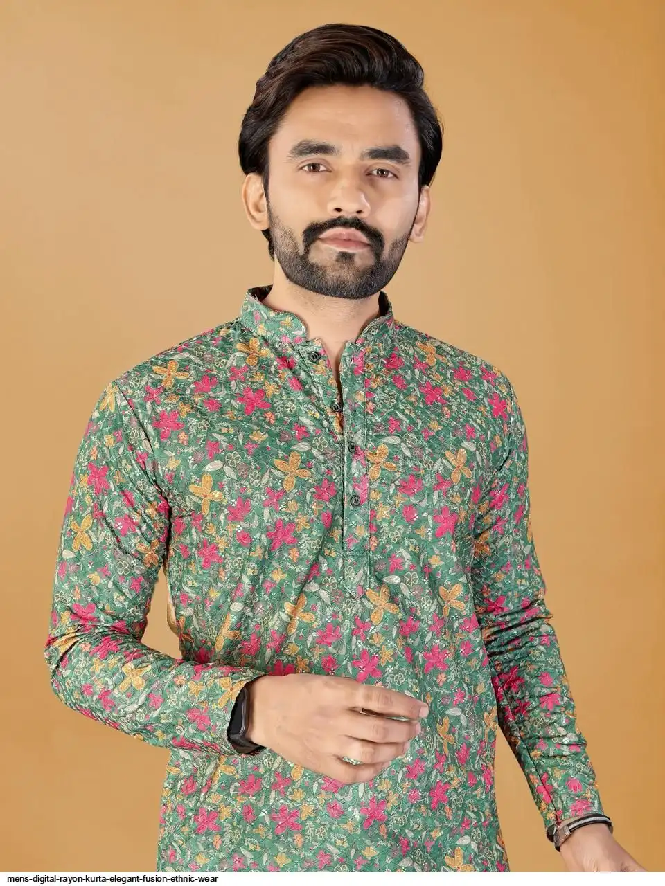 MENS DIGITAL RAYON KURTA ELEGANT FUSION ETHNIC WEAR E
