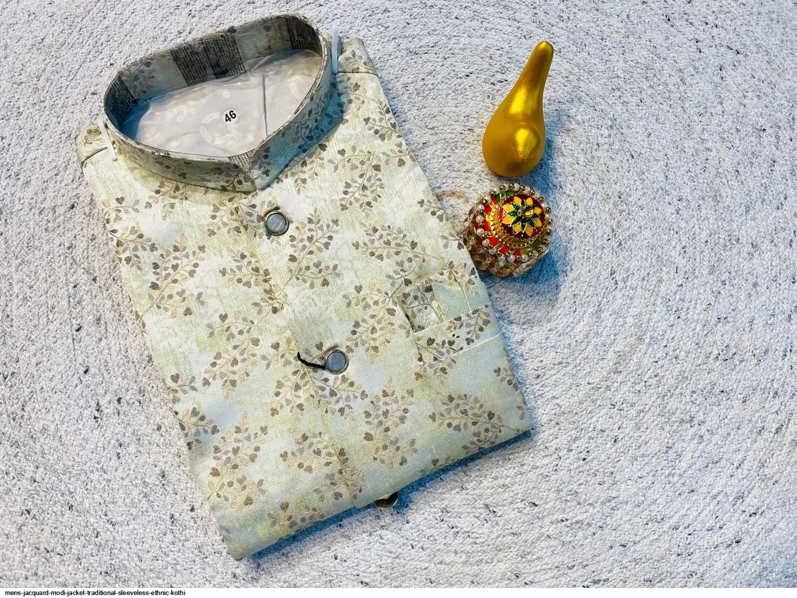 MENS JACQUARD MODI JACKET TRADITIONAL SLEEVELESS ETHNIC KOTHI C