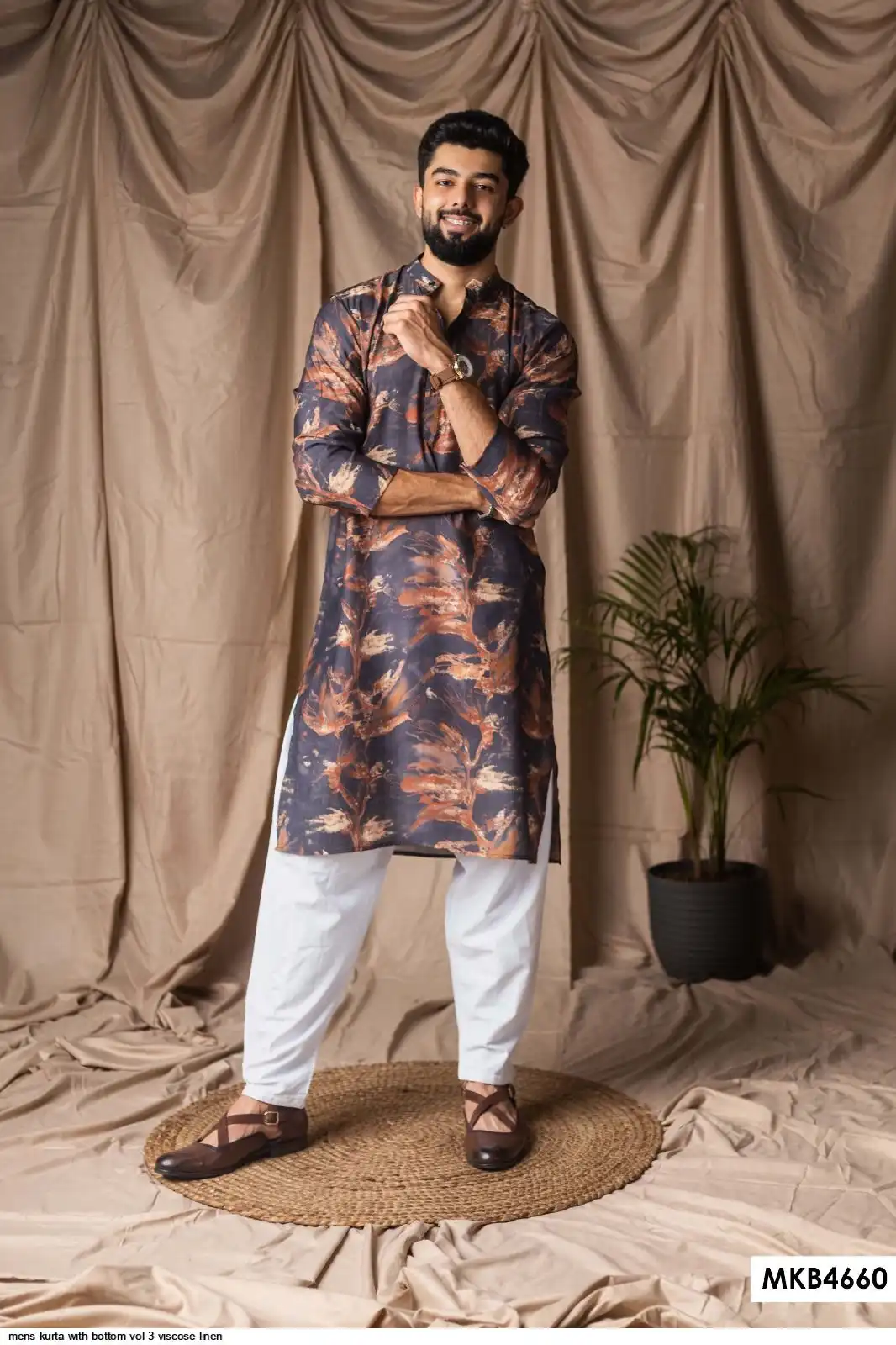 MENS KURTA WITH BOTTOM VOL 3 VISCOSE LINEN 4660