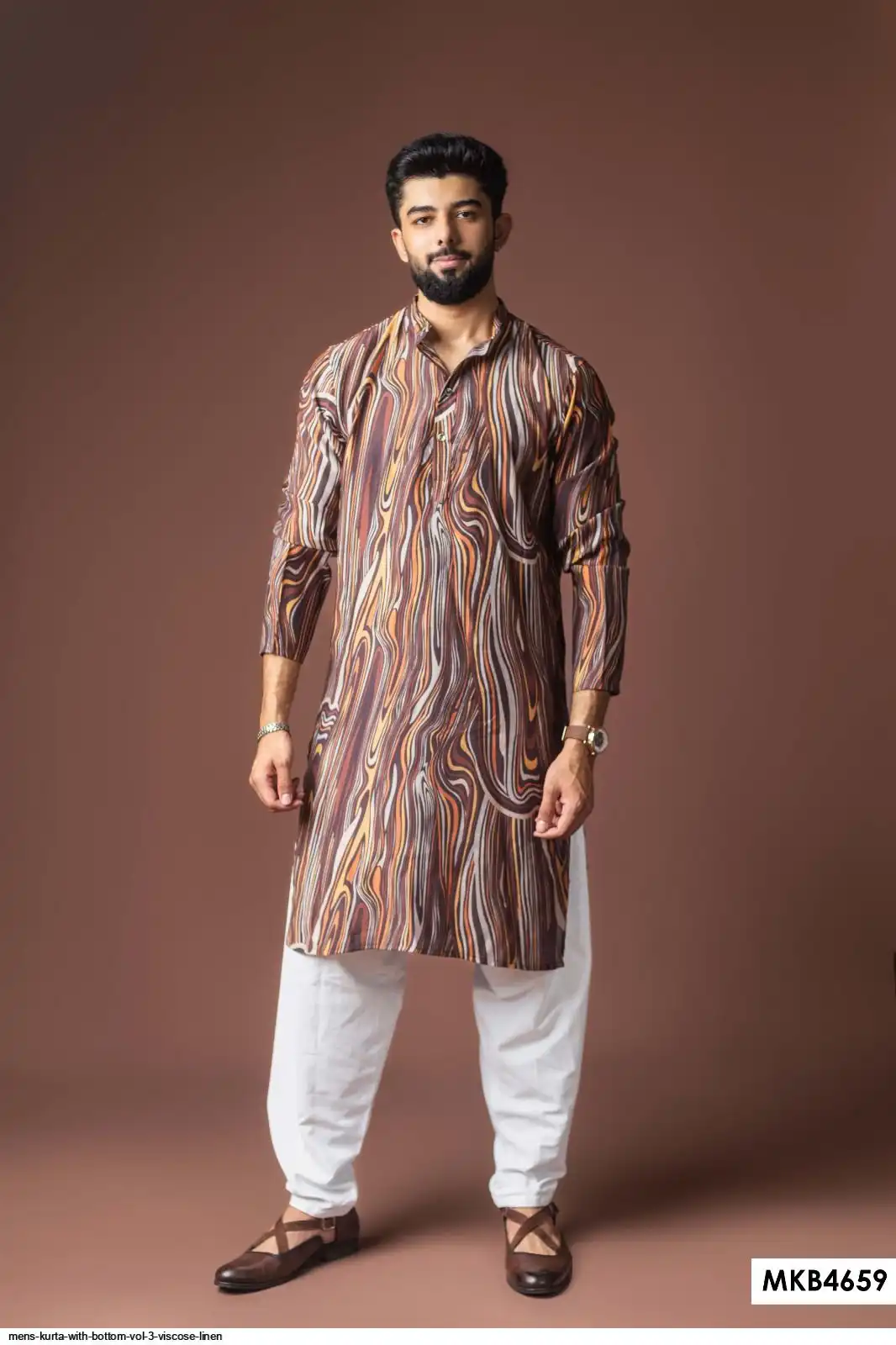 MENS KURTA WITH BOTTOM VOL 3 VISCOSE LINEN 4659