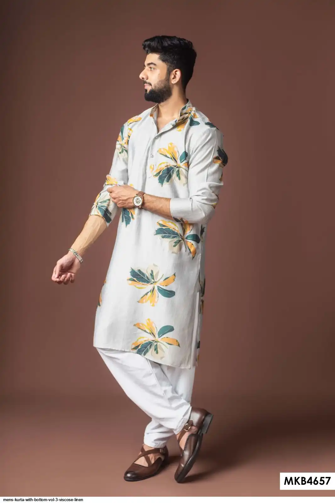 MENS KURTA WITH BOTTOM VOL 3 VISCOSE LINEN 4657