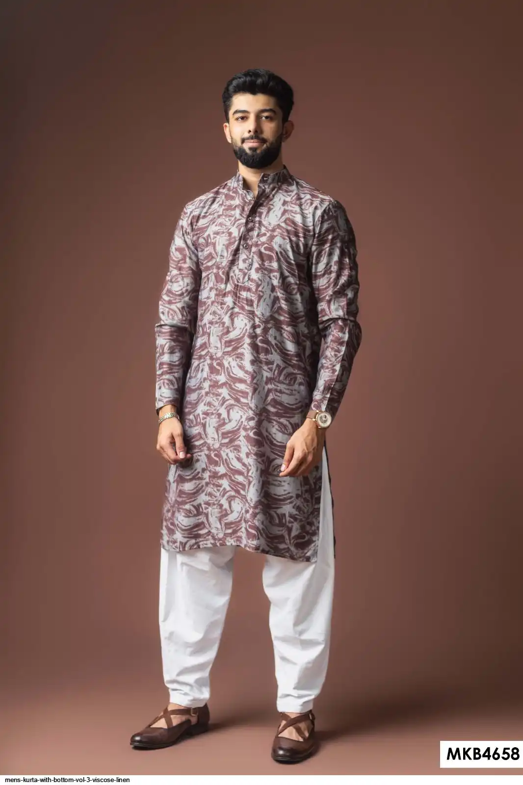 MENS KURTA WITH BOTTOM VOL 3 VISCOSE LINEN 4658