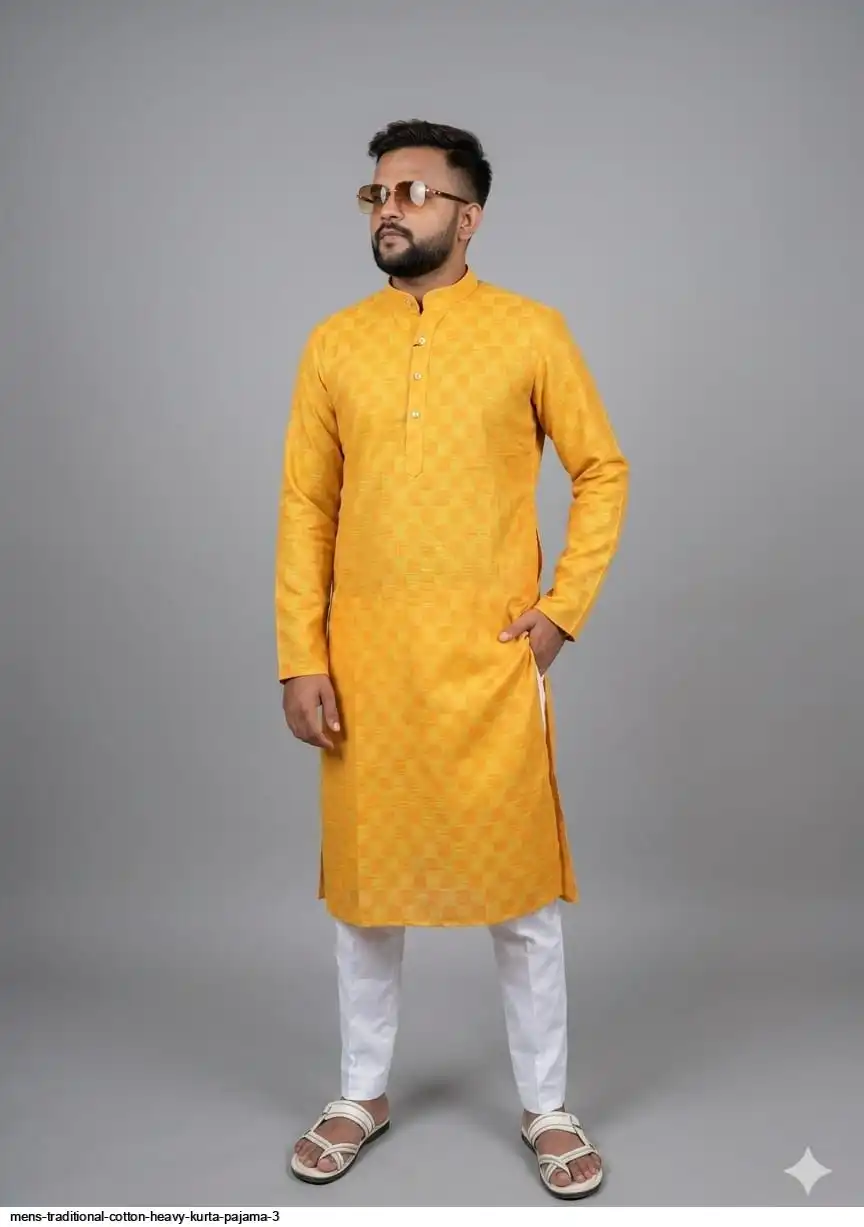 MENS TRADITIONAL COTTON HEAVY KURTA PAJAMA 3 C