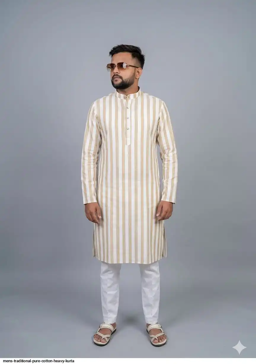MENS TRADITIONAL PURE COTTON HEAVY KURTA E