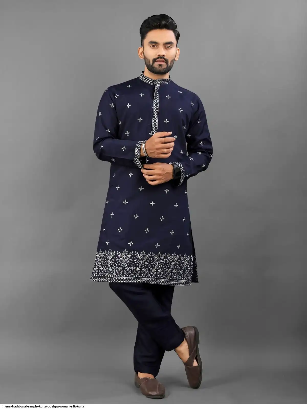 MENS TRADITIONAL SIMPLE KURTA PUSHPA ROMAN SILK KURTA 2