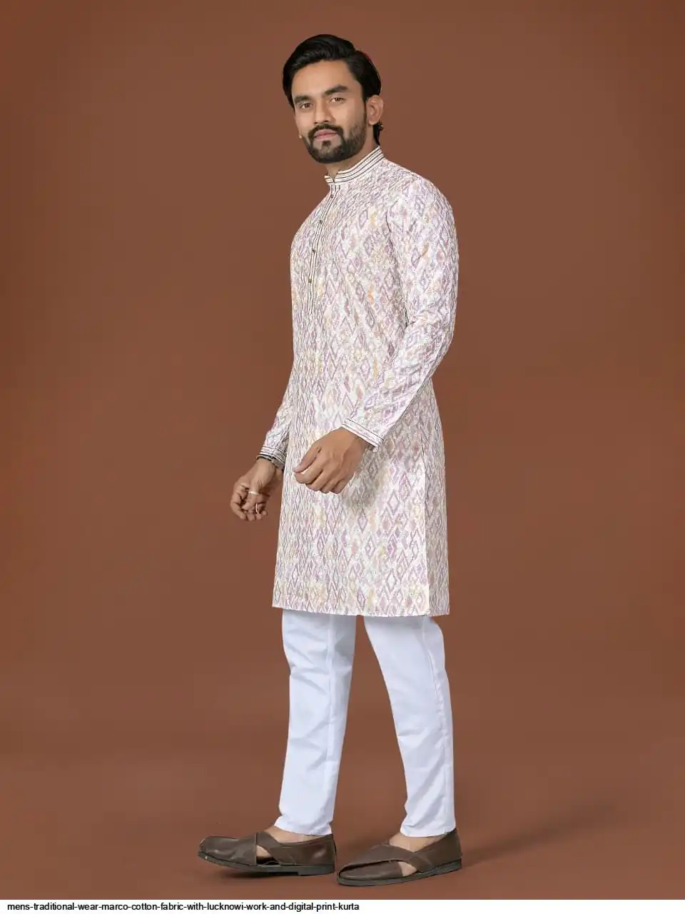 MENS TRADITIONAL WEAR MARCO COTTON FABRIC WITH LUCKNOWI WORK AND DIGITAL PRINT KURTA 6