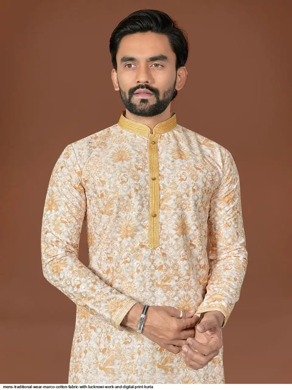 MENS TRADITIONAL WEAR MARCO COTTON FABRIC WITH LUCKNOWI WORK AND DIGITAL PRINT KURTA 7