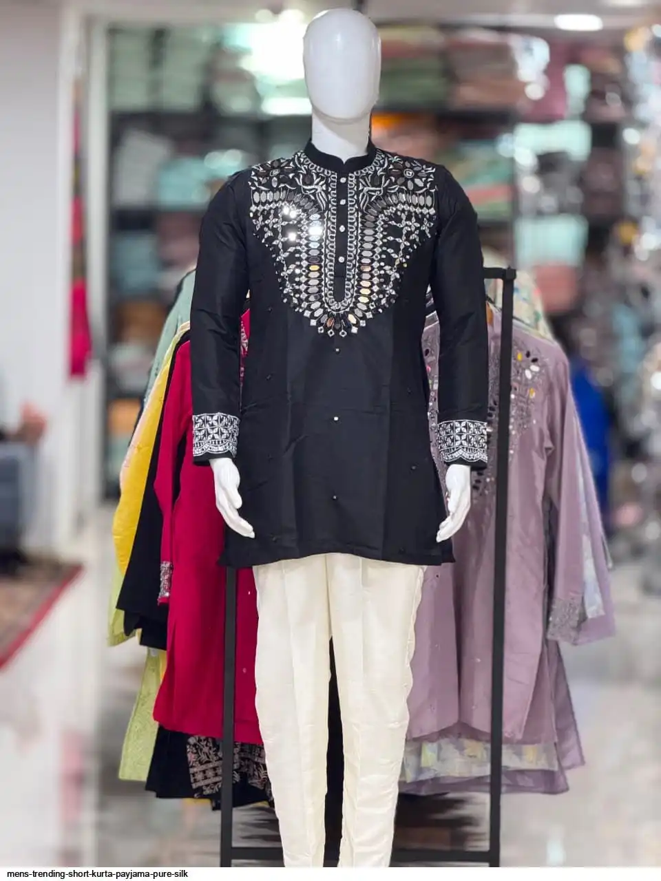 MENS TRENDING SHORT KURTA PAYJAMA PURE SILK 2