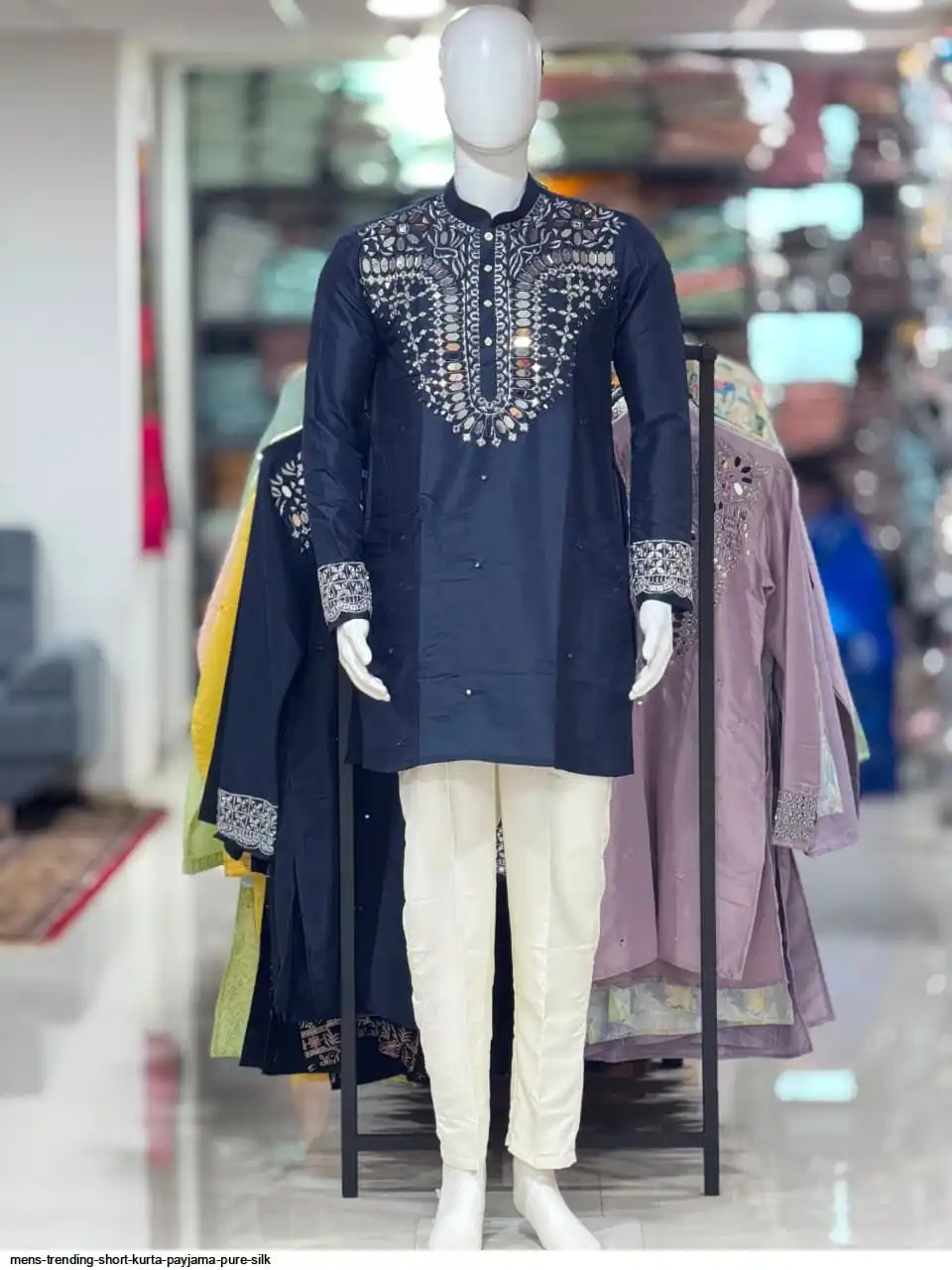 MENS TRENDING SHORT KURTA PAYJAMA PURE SILK 3