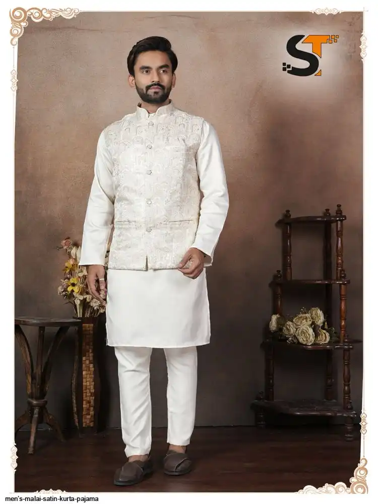 MEN’S MALAI SATIN KURTA PAJAMA B