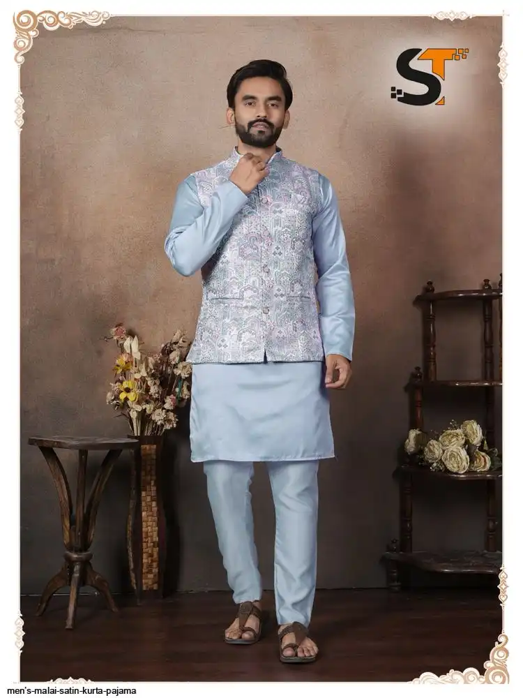 MEN’S MALAI SATIN KURTA PAJAMA A