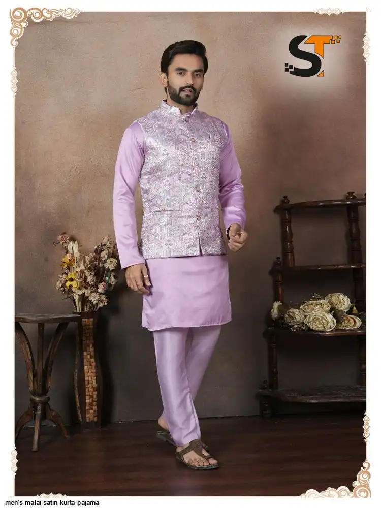 MEN’S MALAI SATIN KURTA PAJAMA C