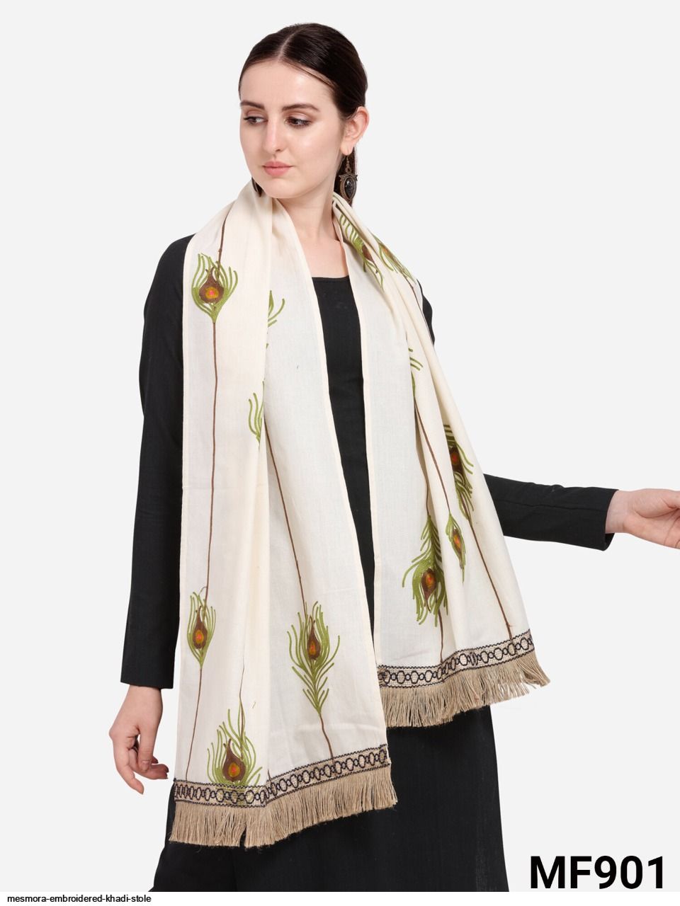 MESMORA EMBROIDERED KHADI STOLE
