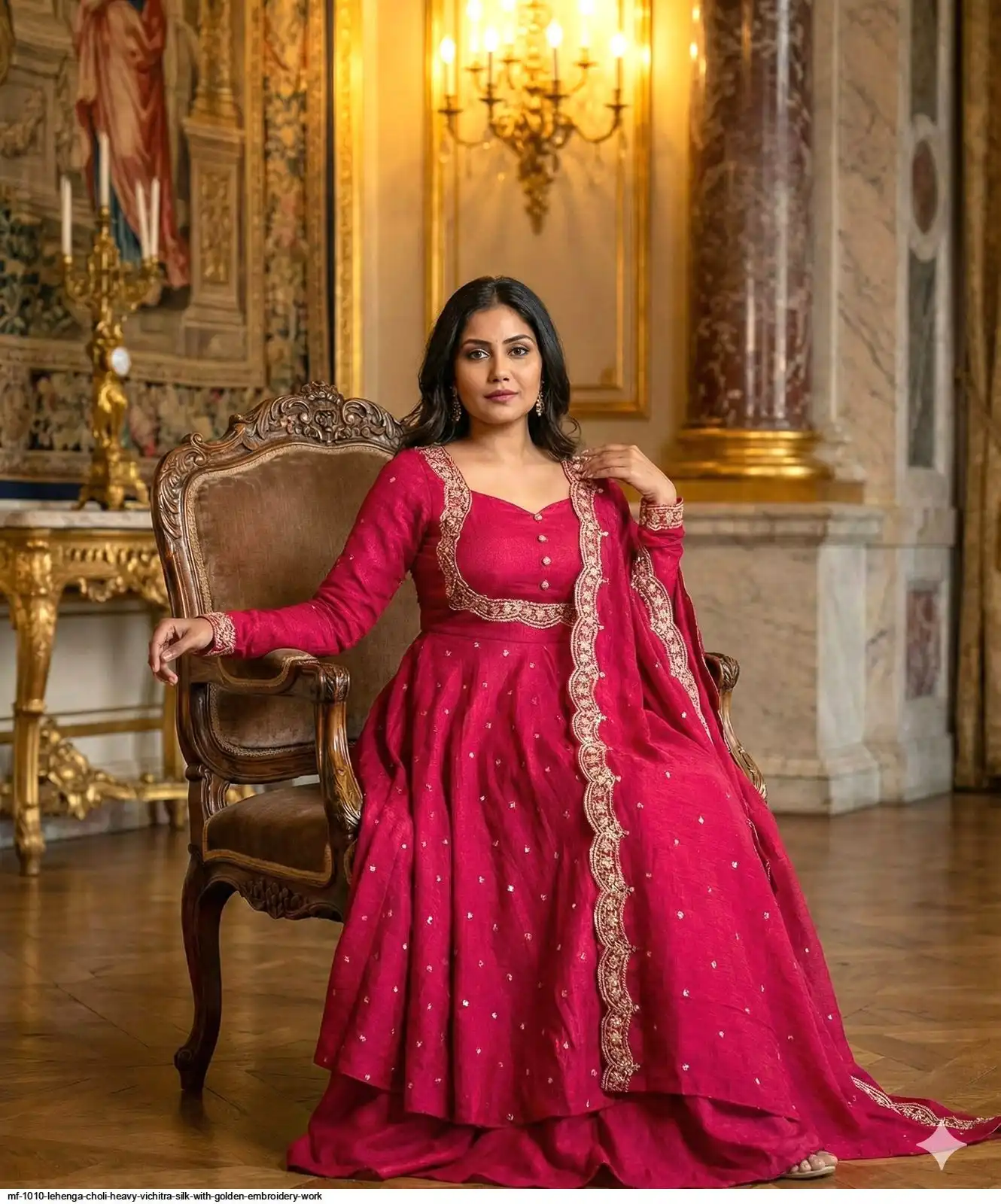 MF 1010 LEHENGA CHOLI HEAVY VICHITRA SILK WITH GOLDEN EMBROIDERY WORK 11