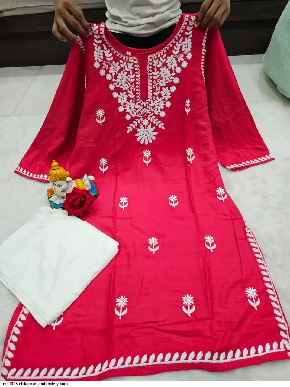 MF 1025 CHIKANKARI EMBROIDERY KURTI 1