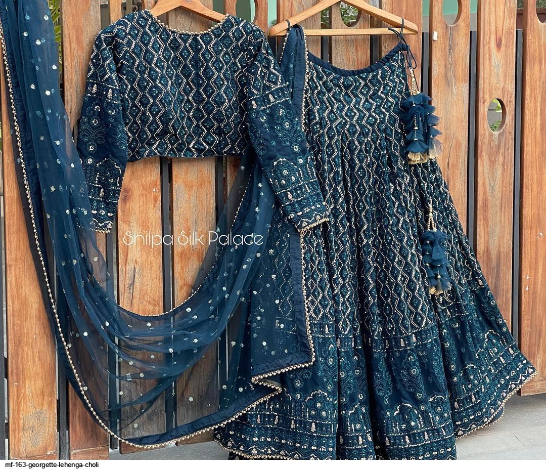 Lehenga Choli Black Jomso Dresses Materials DESIGNER HEAVY NET SEQUENCE  WORK LEHENGA CHOLI