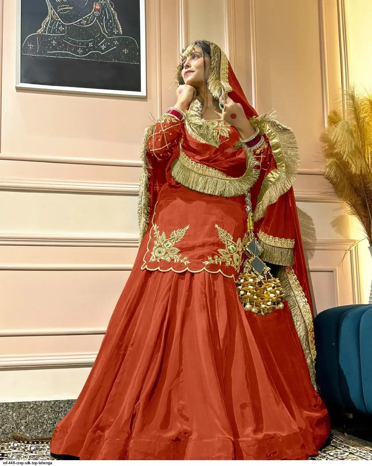 MF 448 CREP SILK TOP LEHENGA C