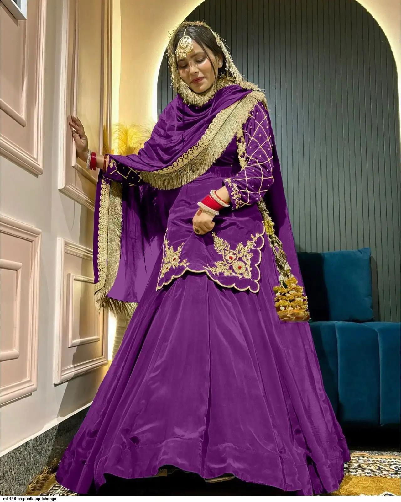 MF 448 CREP SILK TOP LEHENGA D