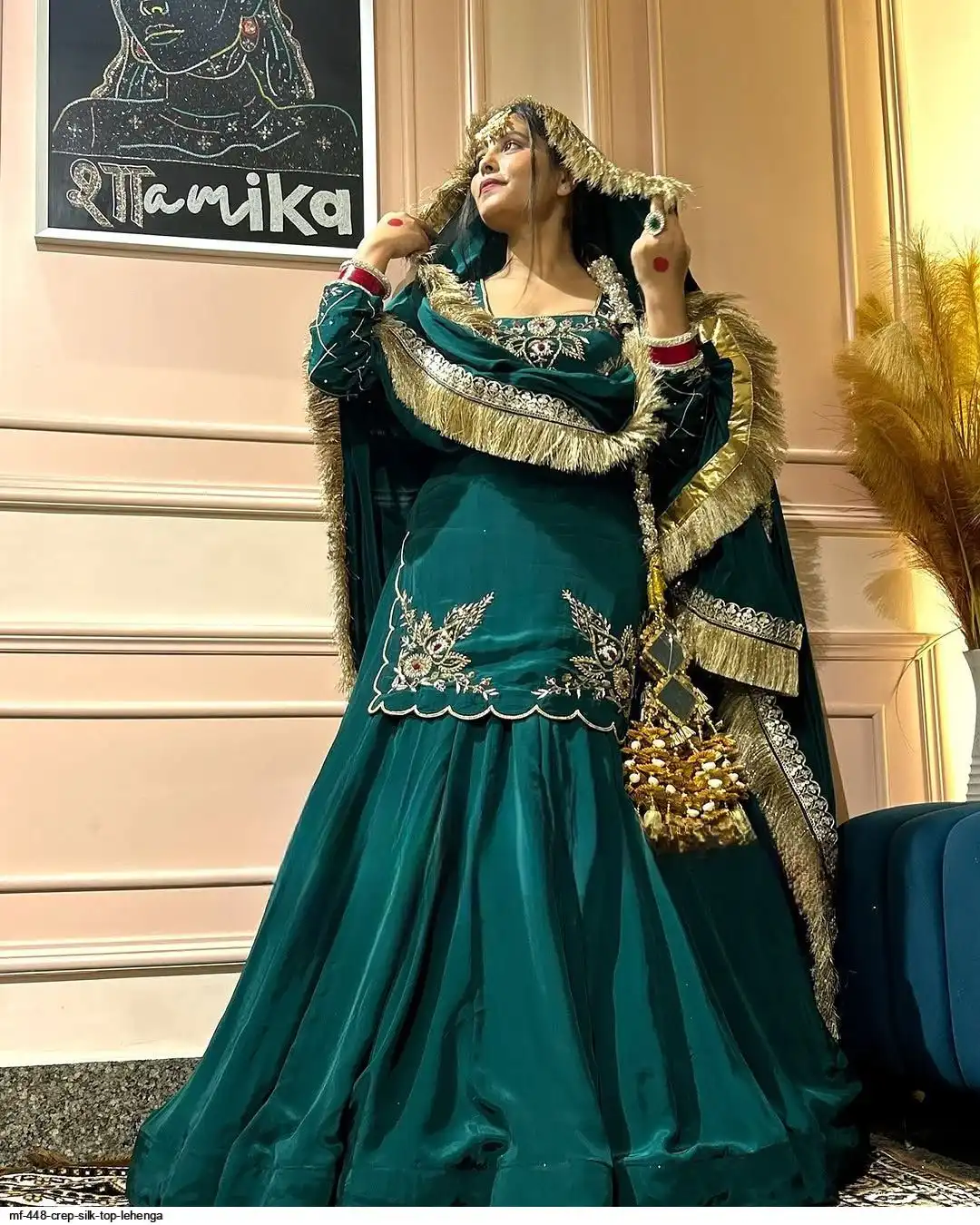 MF 448 CREP SILK TOP LEHENGA E