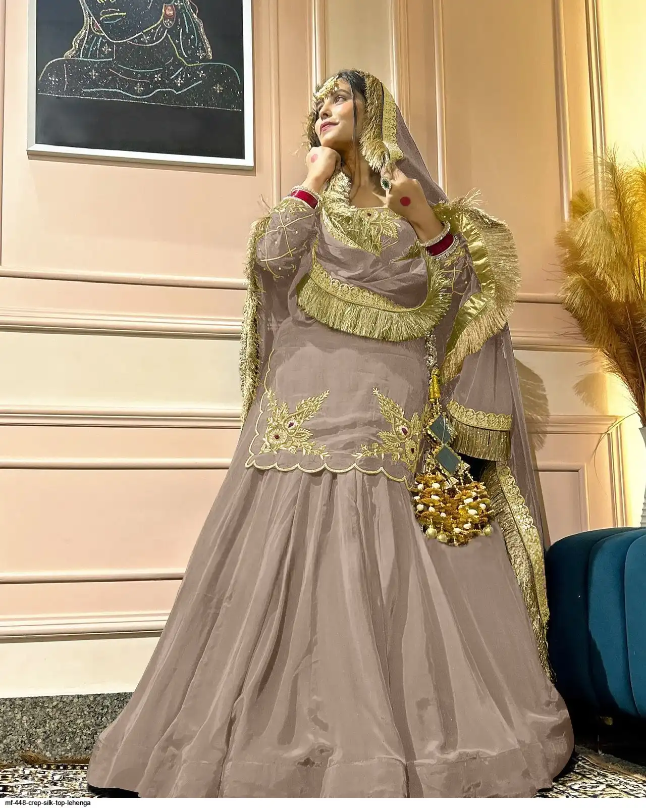 MF 448 CREP SILK TOP LEHENGA F