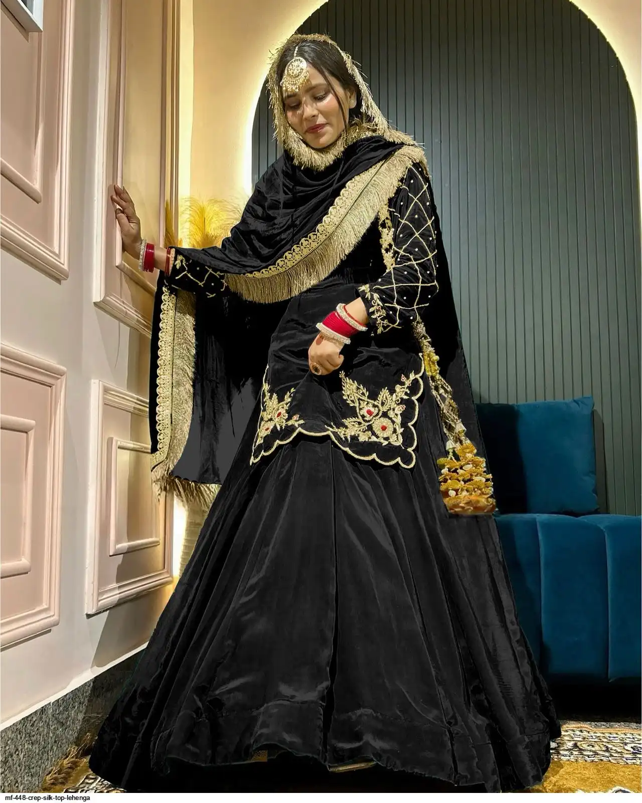 MF 448 CREP SILK TOP LEHENGA H