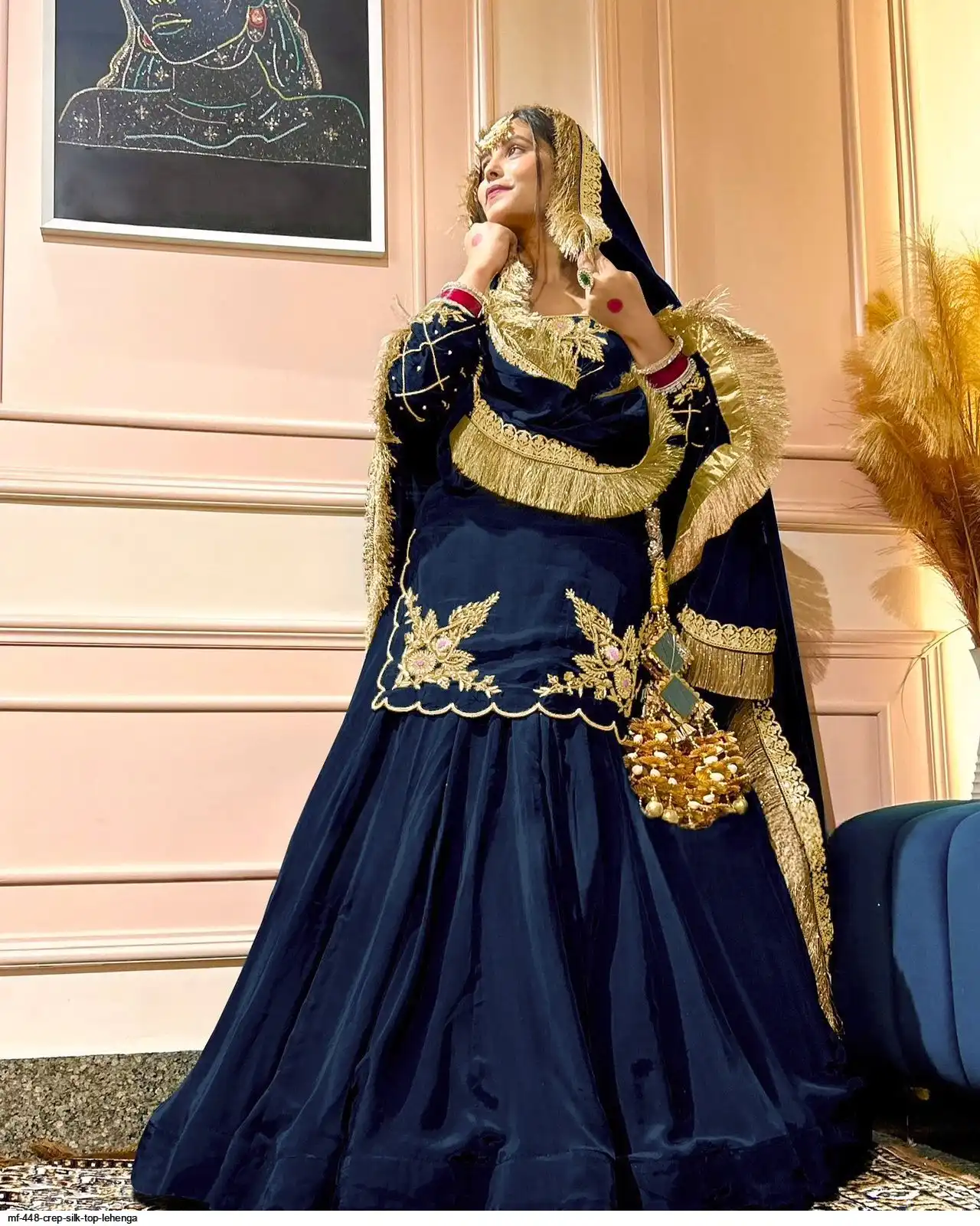 MF 448 CREP SILK TOP LEHENGA G
