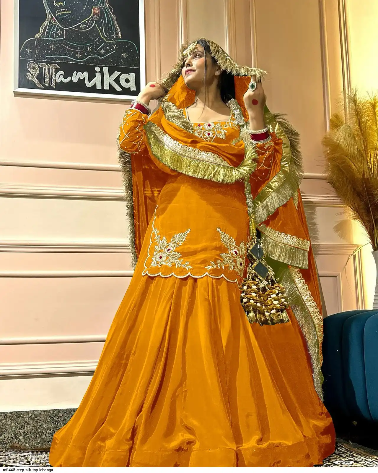 MF 448 CREP SILK TOP LEHENGA J