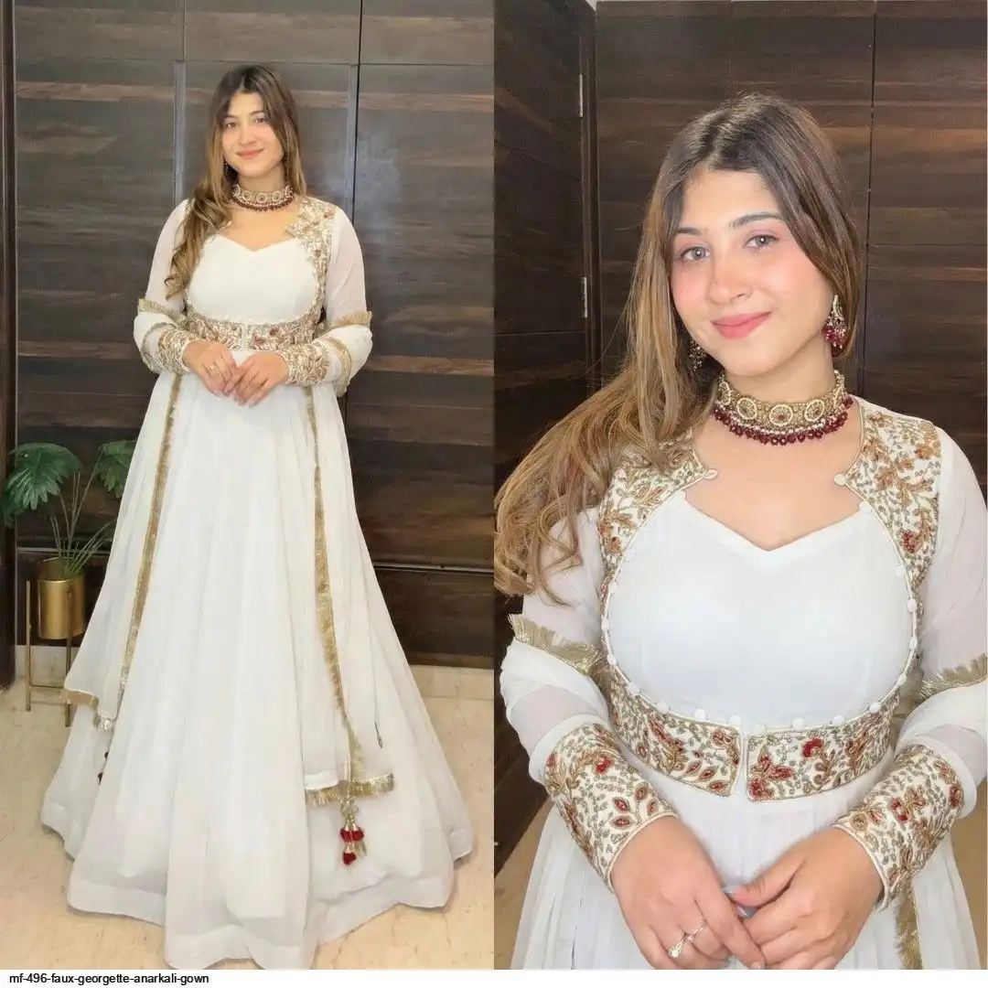 MF 496 FAUX GEORGETTE ANARKALI GOWN A