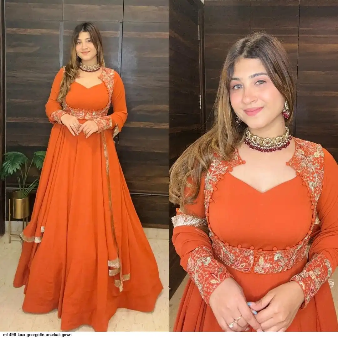 MF 496 FAUX GEORGETTE ANARKALI GOWN B