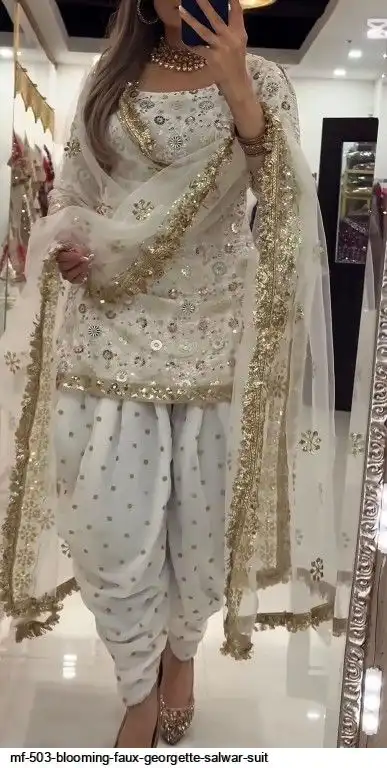 MF 503 BLOOMING FAUX GEORGETTE SALWAR SUIT A