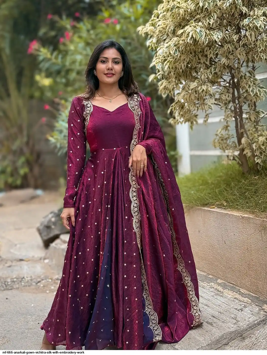 MF 666 ANARKALI GOWN VICHITRA SILK WITH EMBROIDERY WORK B