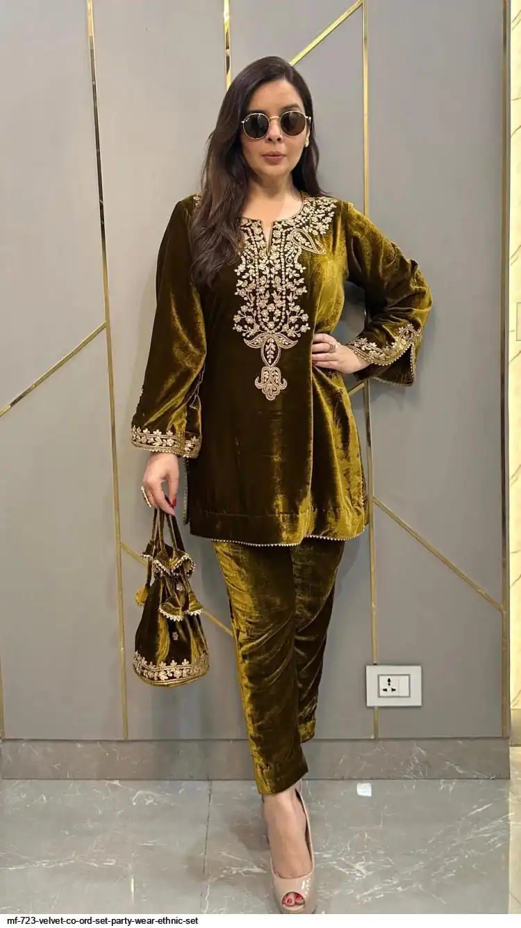 MF 723 VELVET CO ORD SET PARTY WEAR ETHNIC SET A