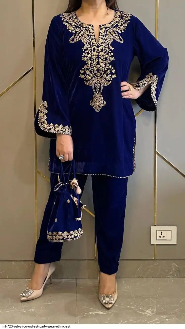 MF 723 VELVET CO ORD SET PARTY WEAR ETHNIC SET D