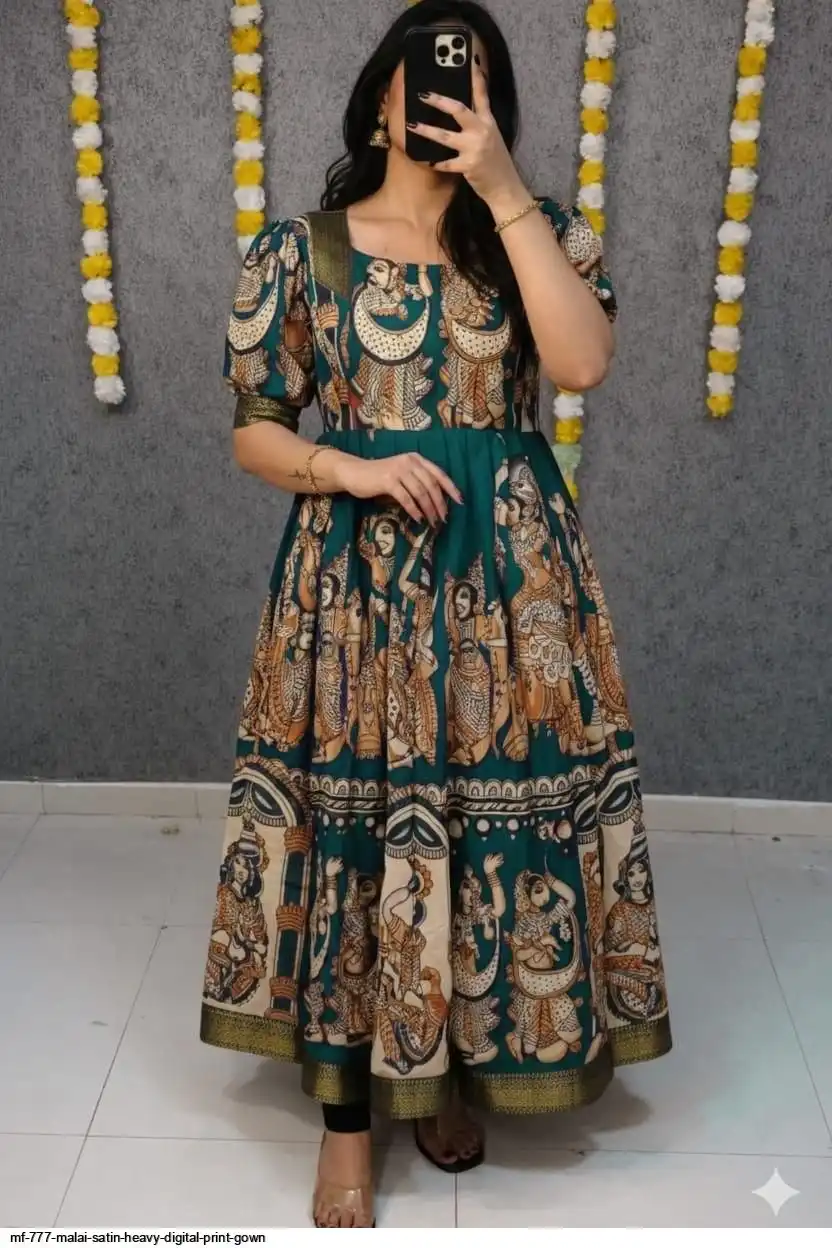MF 777 MALAI SATIN HEAVY DIGITAL PRINT GOWN D