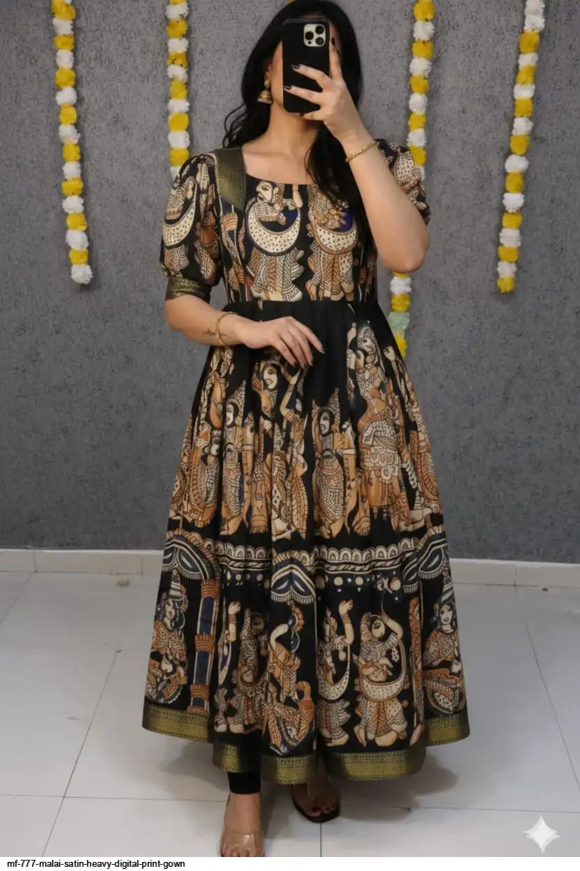 MF 777 MALAI SATIN HEAVY DIGITAL PRINT GOWN B