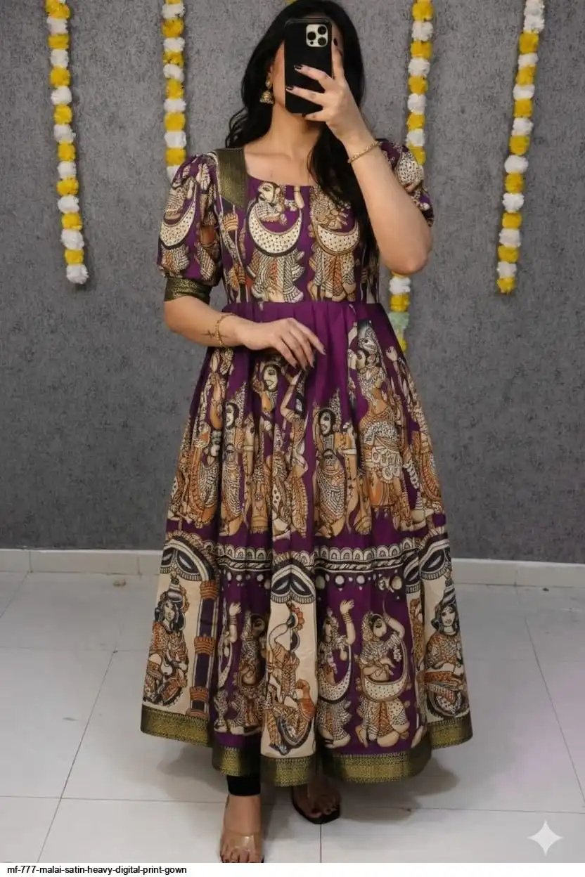MF 777 MALAI SATIN HEAVY DIGITAL PRINT GOWN C