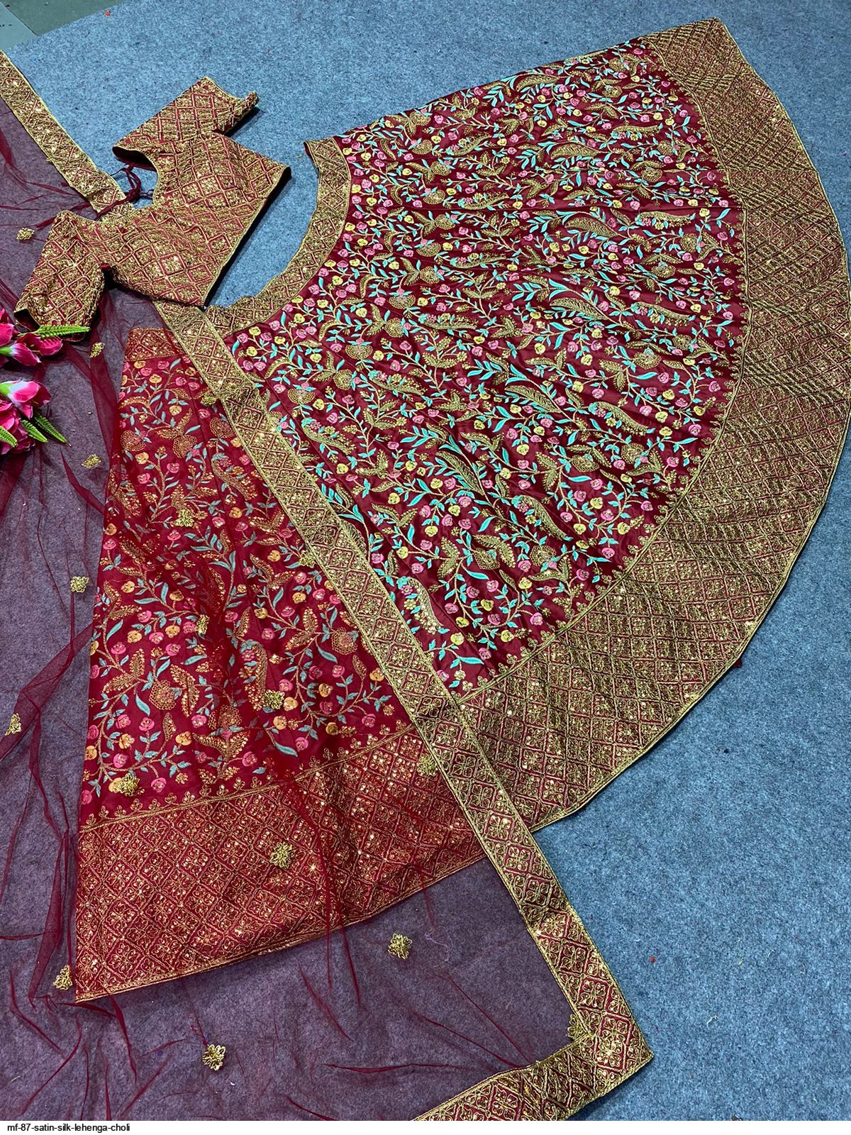 MF 87 Satin Silk LEHENGA CHOLI
