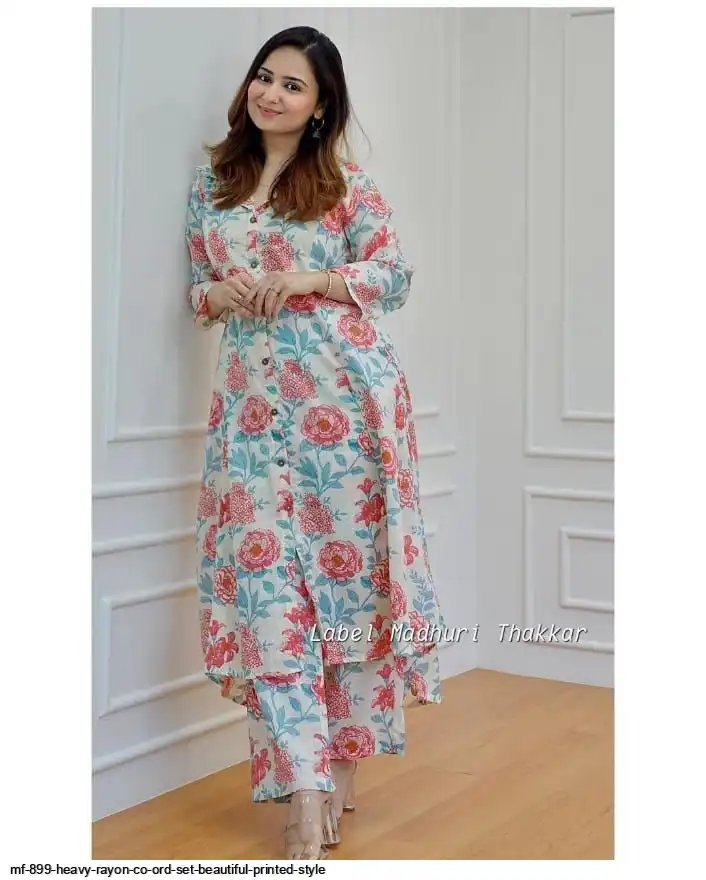 MF 899 HEAVY RAYON CO ORD SET BEAUTIFUL PRINTED STYLE 1