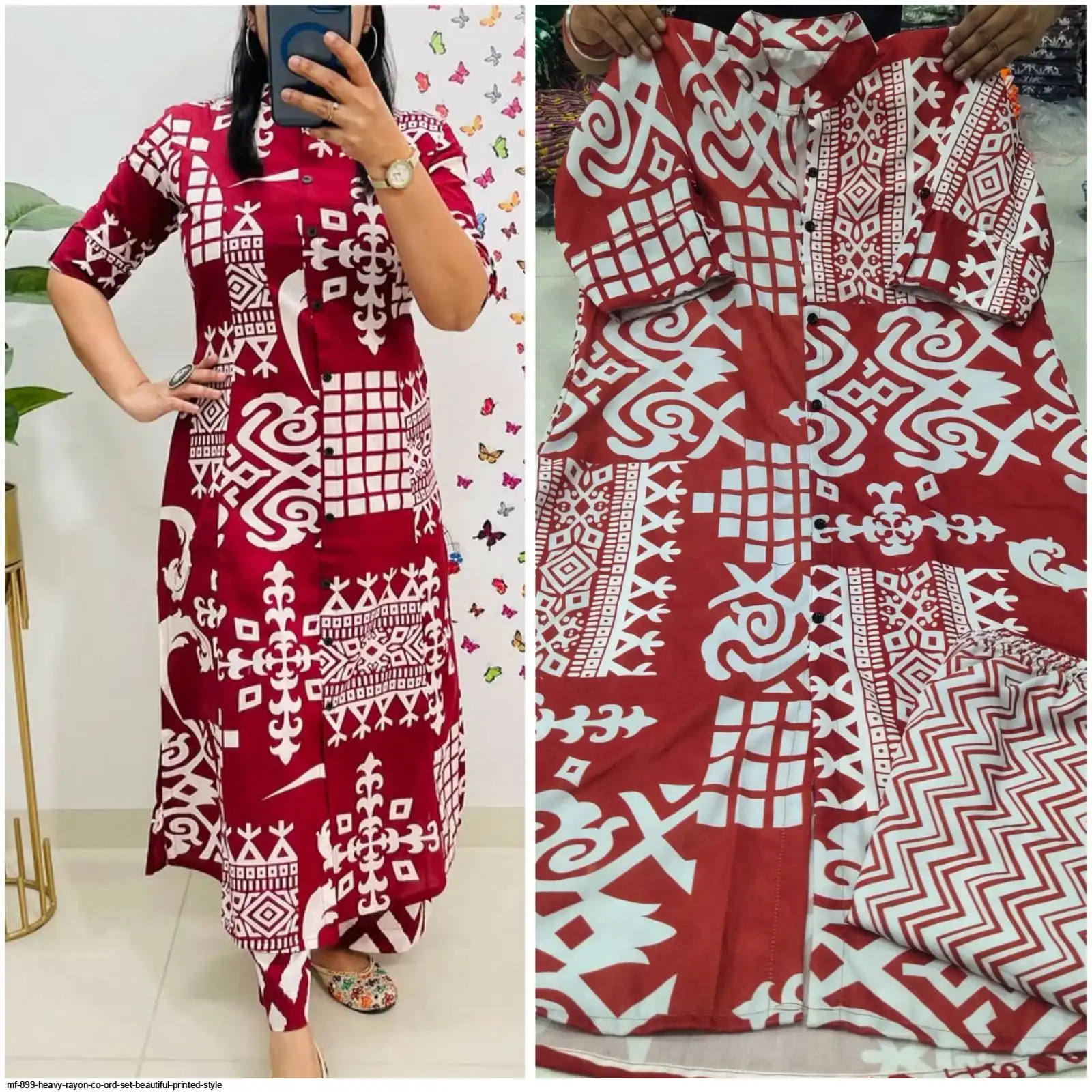 MF 899 HEAVY RAYON CO ORD SET BEAUTIFUL PRINTED STYLE 18
