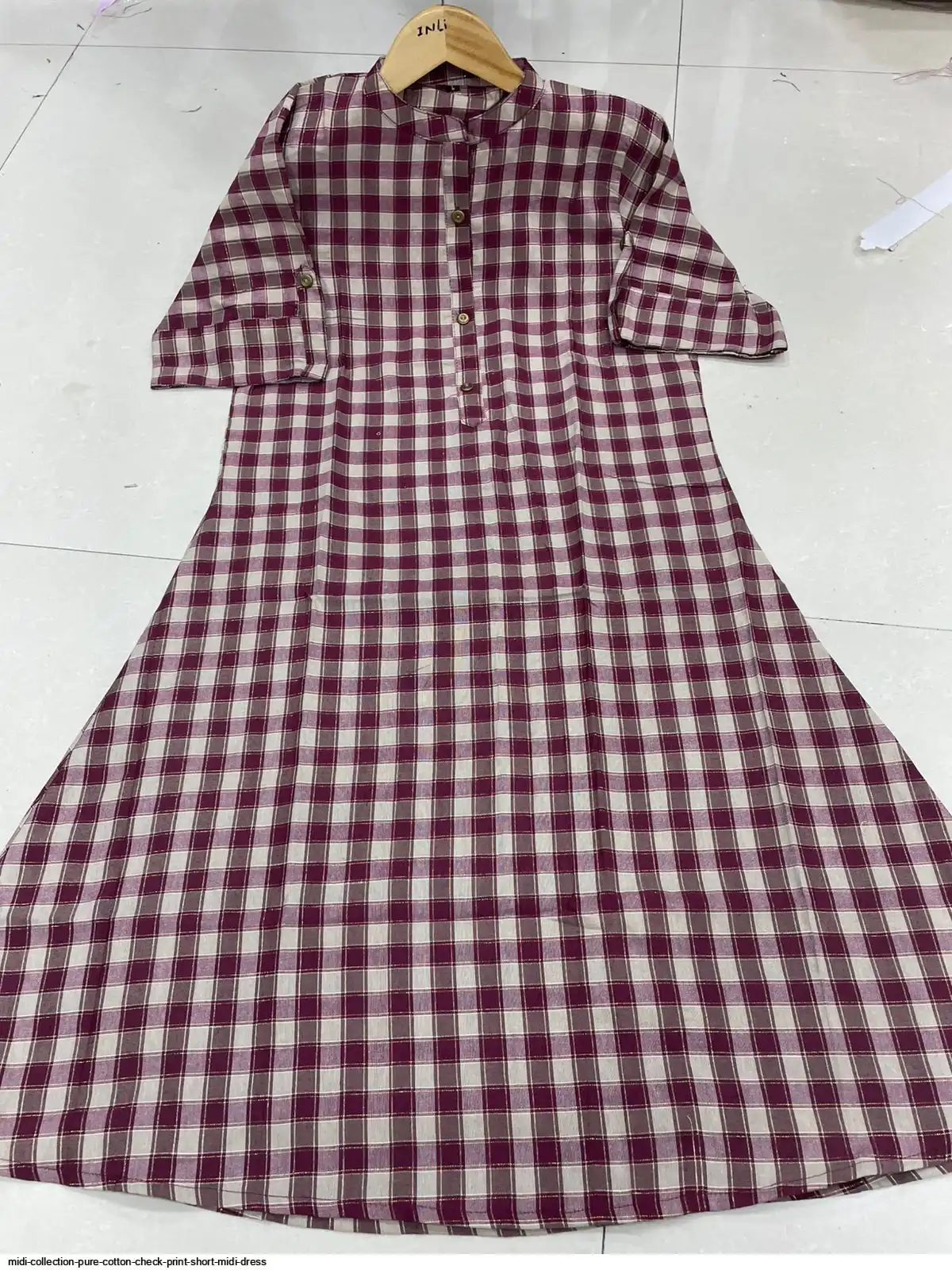 Cotton Check Print Midi Dress – Wholesale MiDi Collection