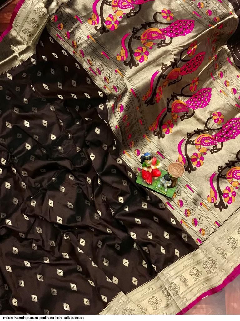 MILAN KANCHIPURAM PAITHANI LICHI SILK SAREES B