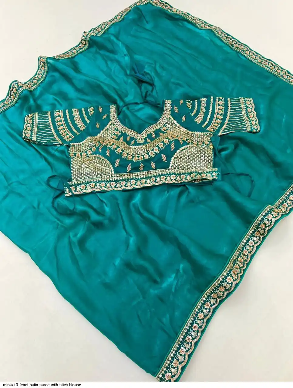MINAXI 3 FENDI SATIN SAREE WITH STICH BLOUSE C