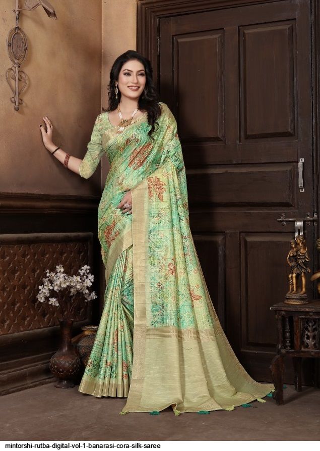 Buy Yellow Cora Silk Embroidered Floral Motifs Leaf Neck Saree With Blouse  For Women by Surbhi shah Online at Aza Fashions.