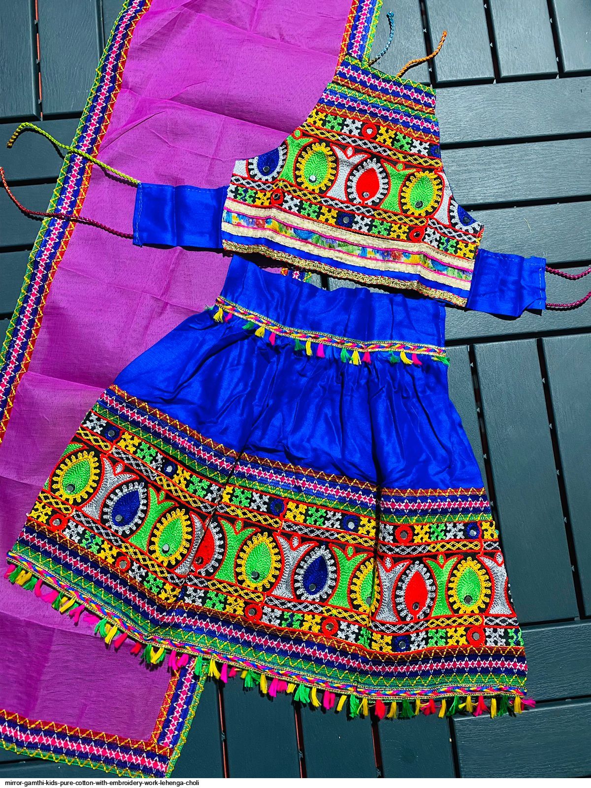 mirror gamthi kids pure cotton with embroidery work lehenga choli 8127