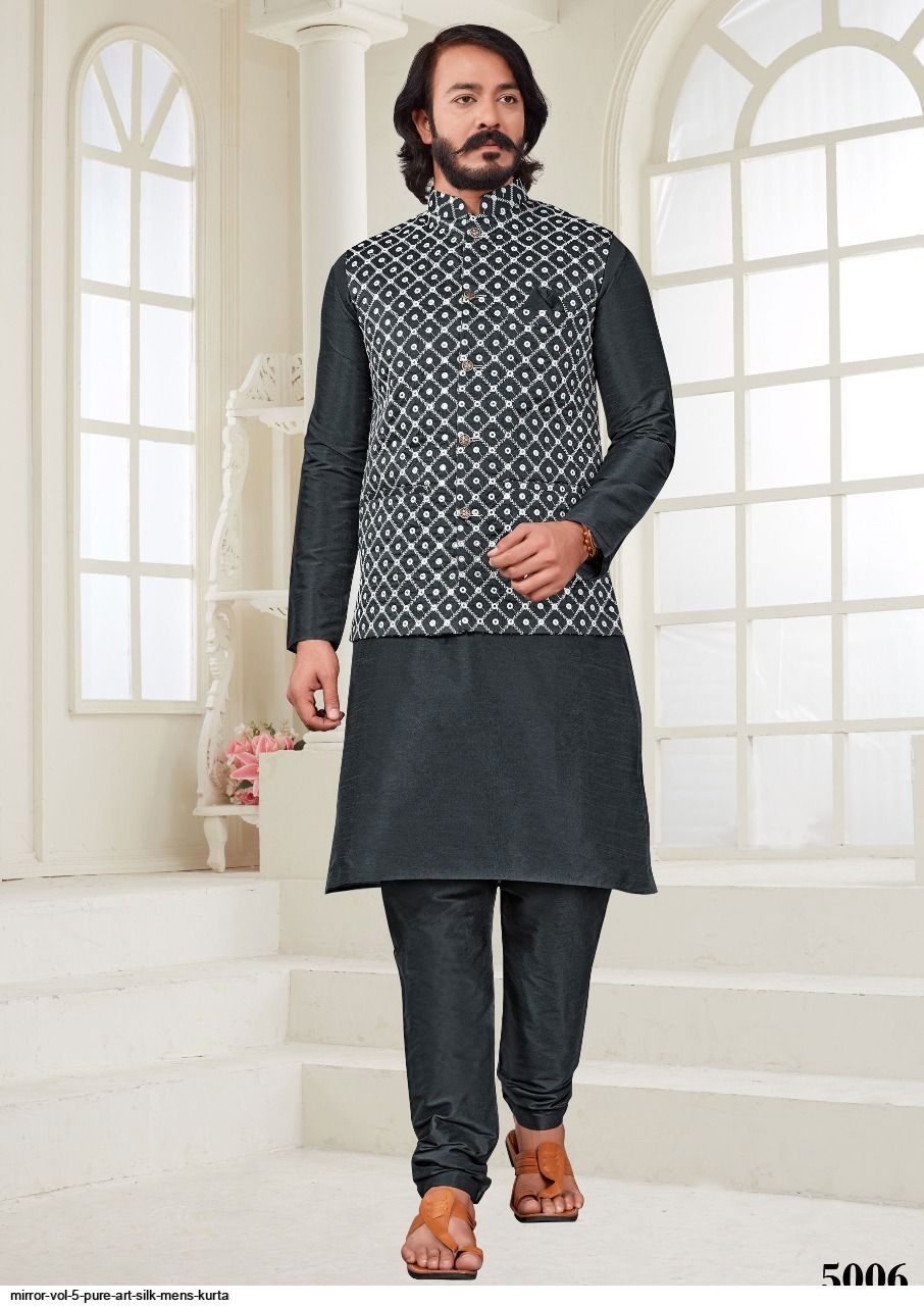 MIRROR VOL 5 PURE ART SILK MENS KURTA 5006