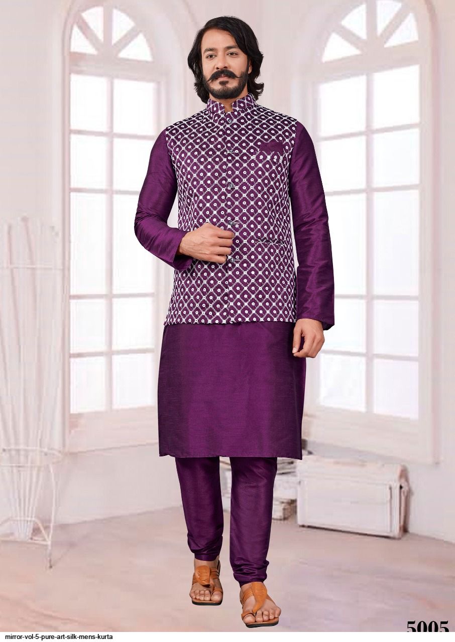 MIRROR VOL 5 PURE ART SILK MENS KURTA 5005